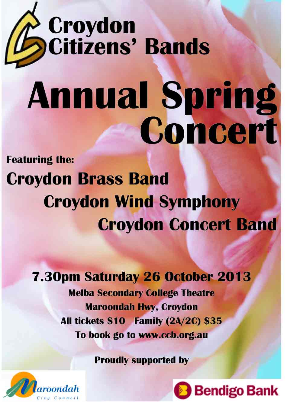 Croydon Citizens' Bands Concert Flyer 26 Oct 2013